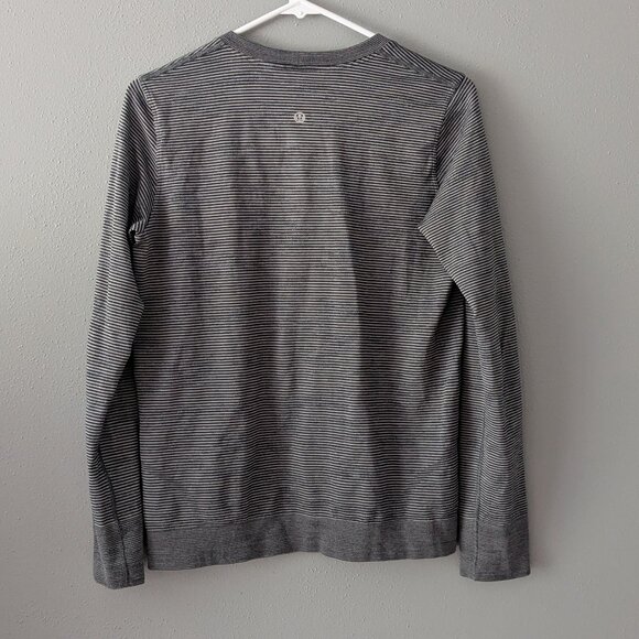 Lululemon Swiftly Relaxed-Fit Long Sleeve Shirt Chroma Check Stripe Black / Grey - Picture 4 of 5